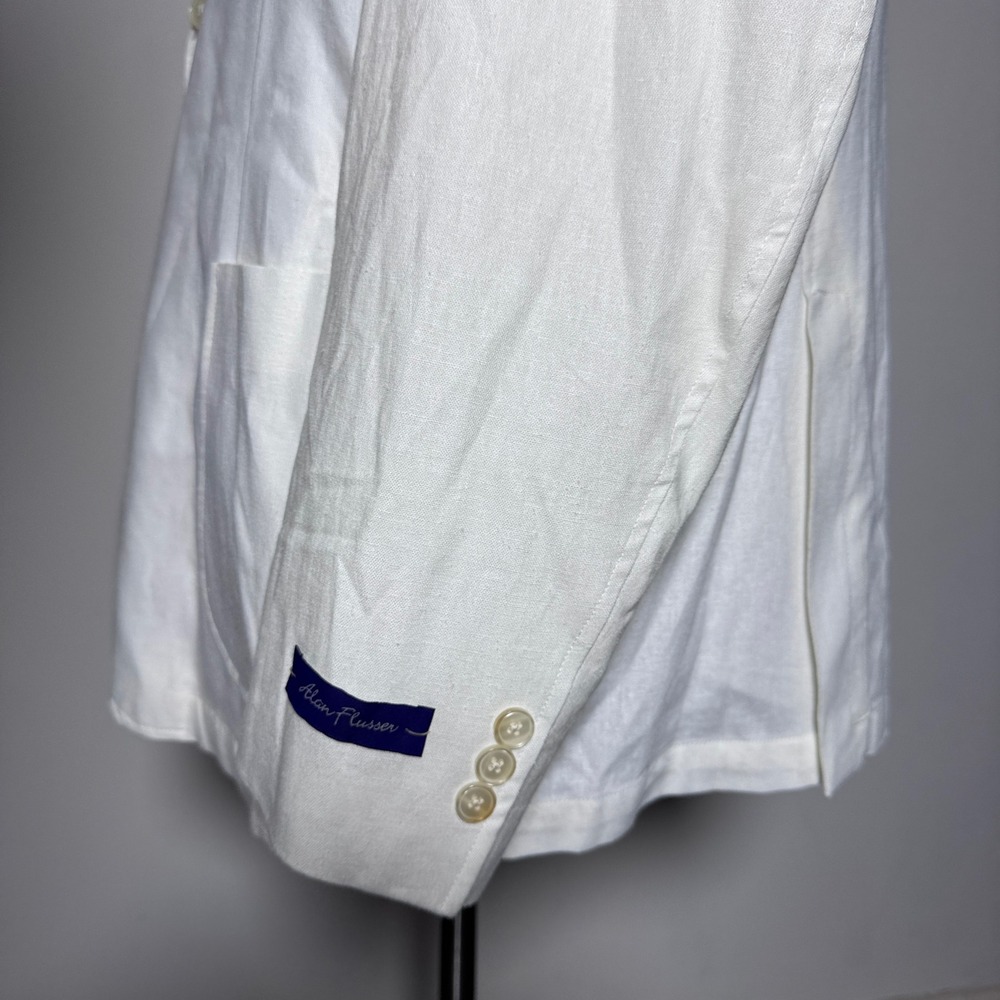 Alan Flusser Sport Coat Mens XXL White Solid Linen Blend 2-Button Blazer ALEX1 - Picture 2 of 6